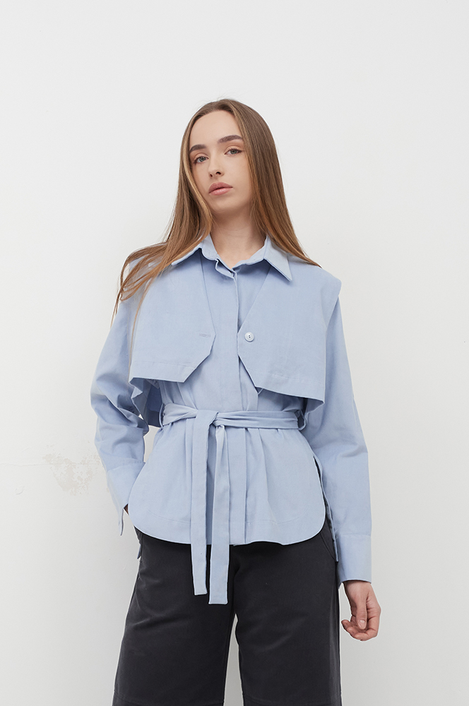 Сорочка з камізелькою вельвет блакить (Р 141/3)